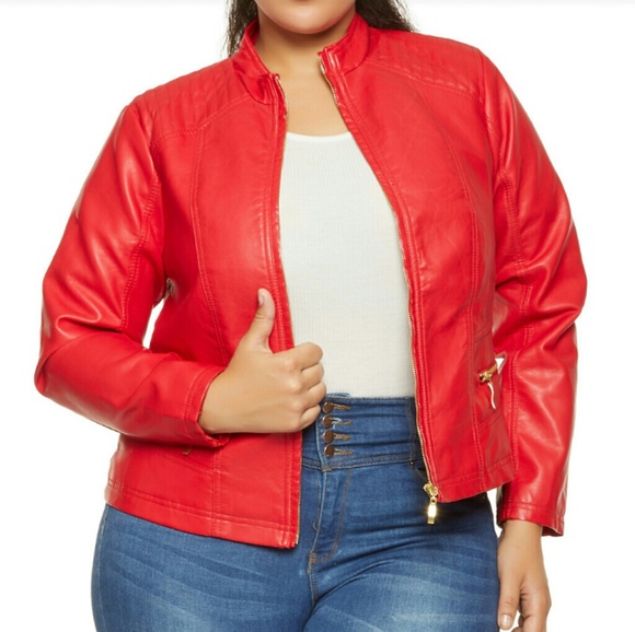 Jackets & Blazers - Faux Leather CHERRY RED Jacket
